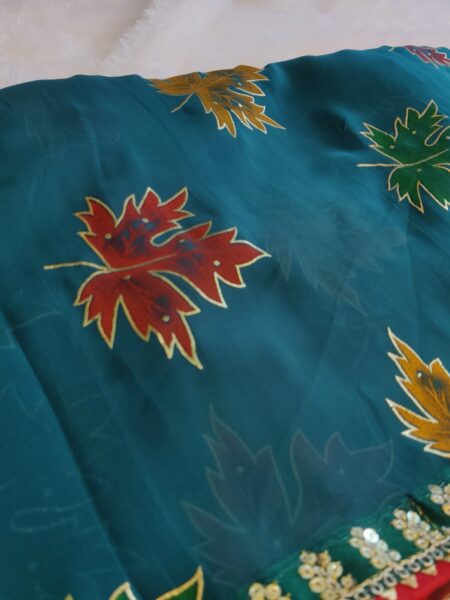 Georgette Saree with All-Over Maple Leaf Print
