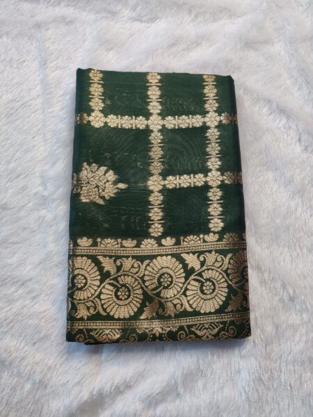 Banarasi-Style Silk Saree with Grid Buti