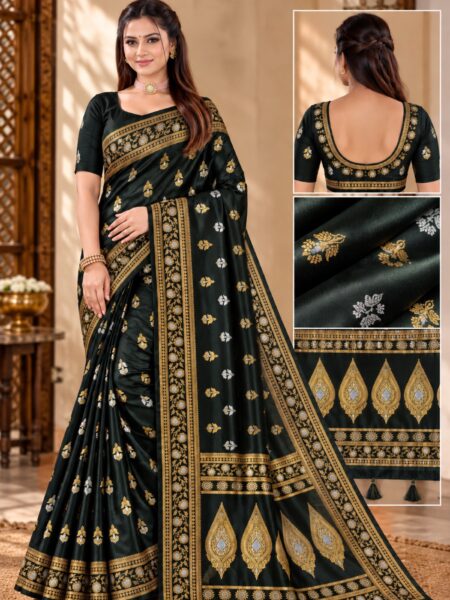 Banarasi-Style Silk Saree with Zari Buti
