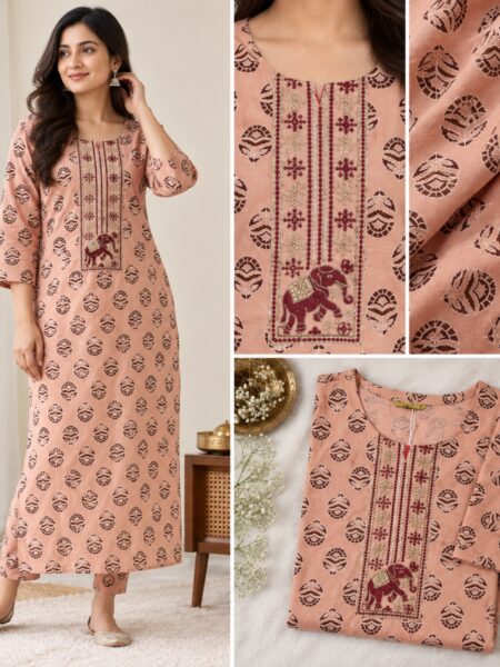 Printed Cotton Kurti - Block Print