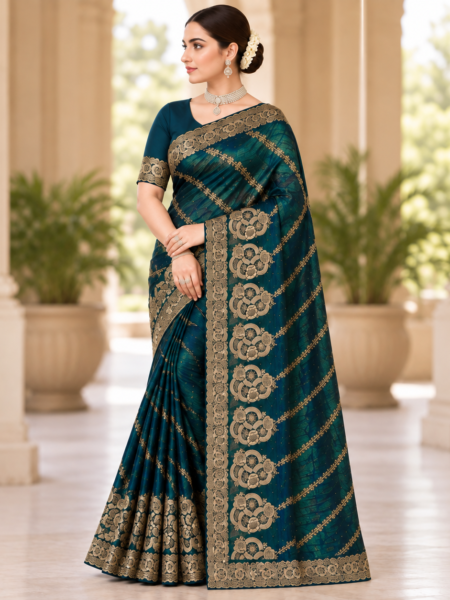 Fendy Fabric Party-Wear Saree with Woven Design