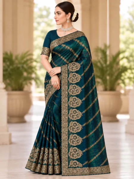Fendy Fabric Party-Wear Saree with Woven Design